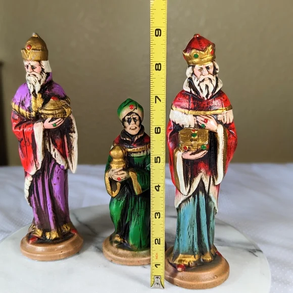 RARE Vintage Japan Paper-mache Wiseman Set Of 3 Nativity Christmas